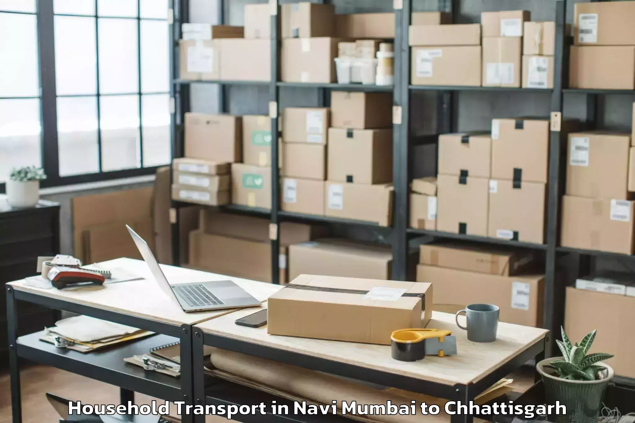 Affordable Navi Mumbai to Bhanupratappur Household Transport